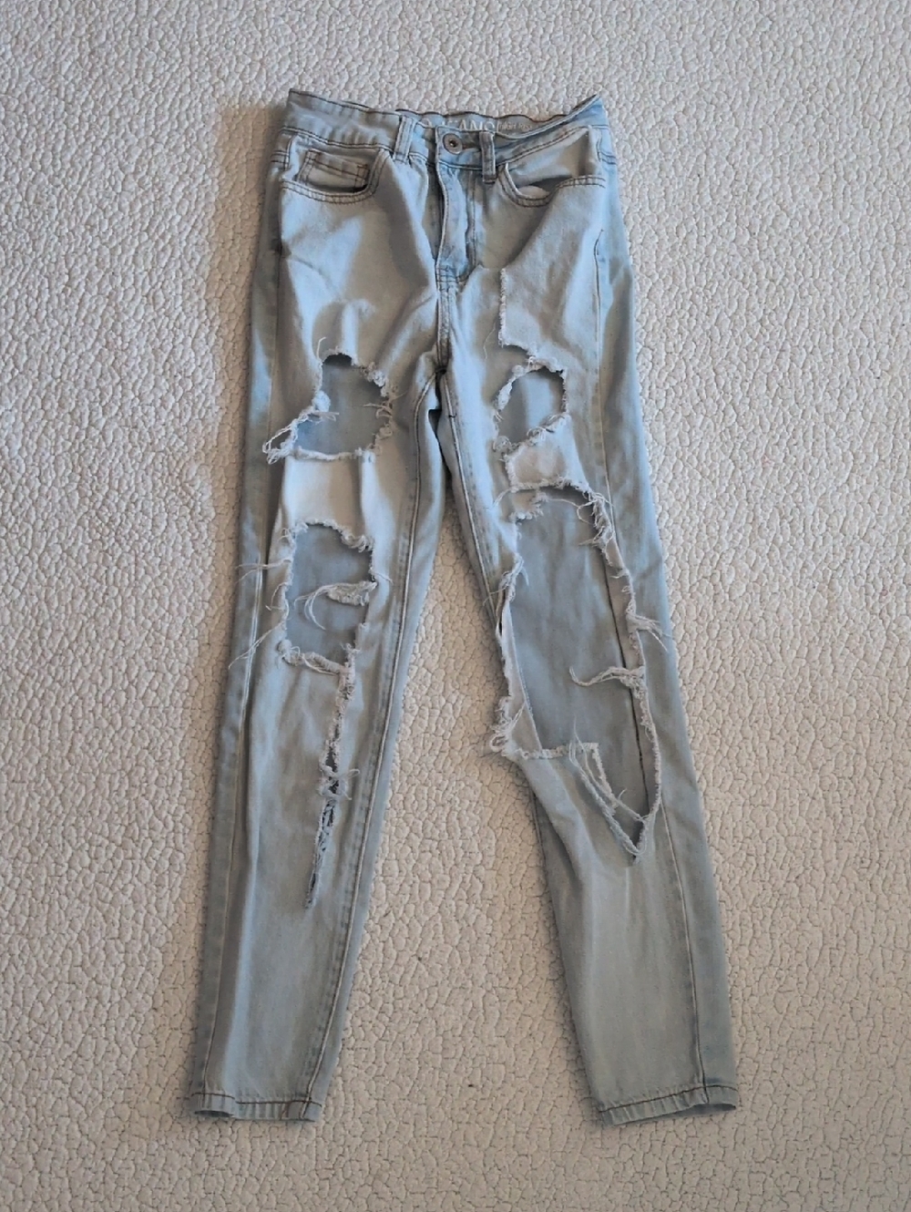 GOGO Jeans Distressed Destroyed High-rise Ankle Skinny Light Acid Washed Frayed